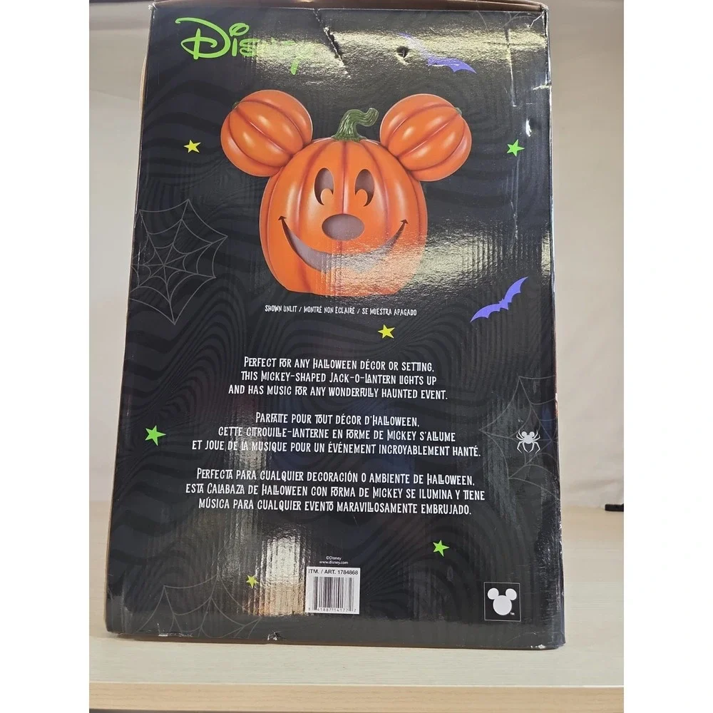 Disney Mickey Pumpkin Light Up & Musical Jack O Lantern Halloween Decoration NEW